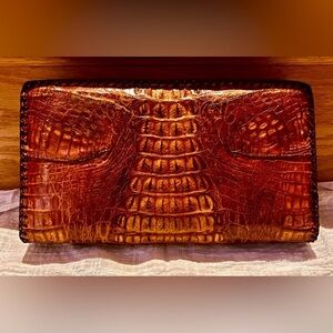Alligator Leather Clutch Wallet Purse VTG MCM 1950’s Luxury Sophistication Rare